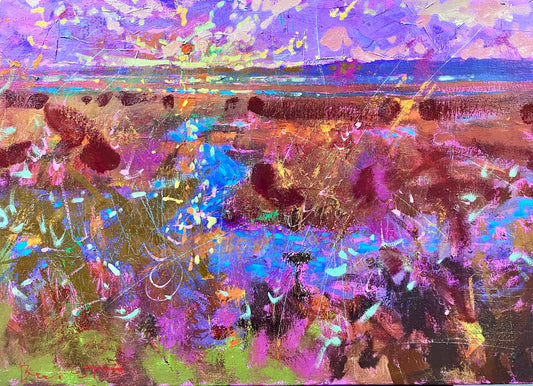 Sun in Pink Landscape Painting